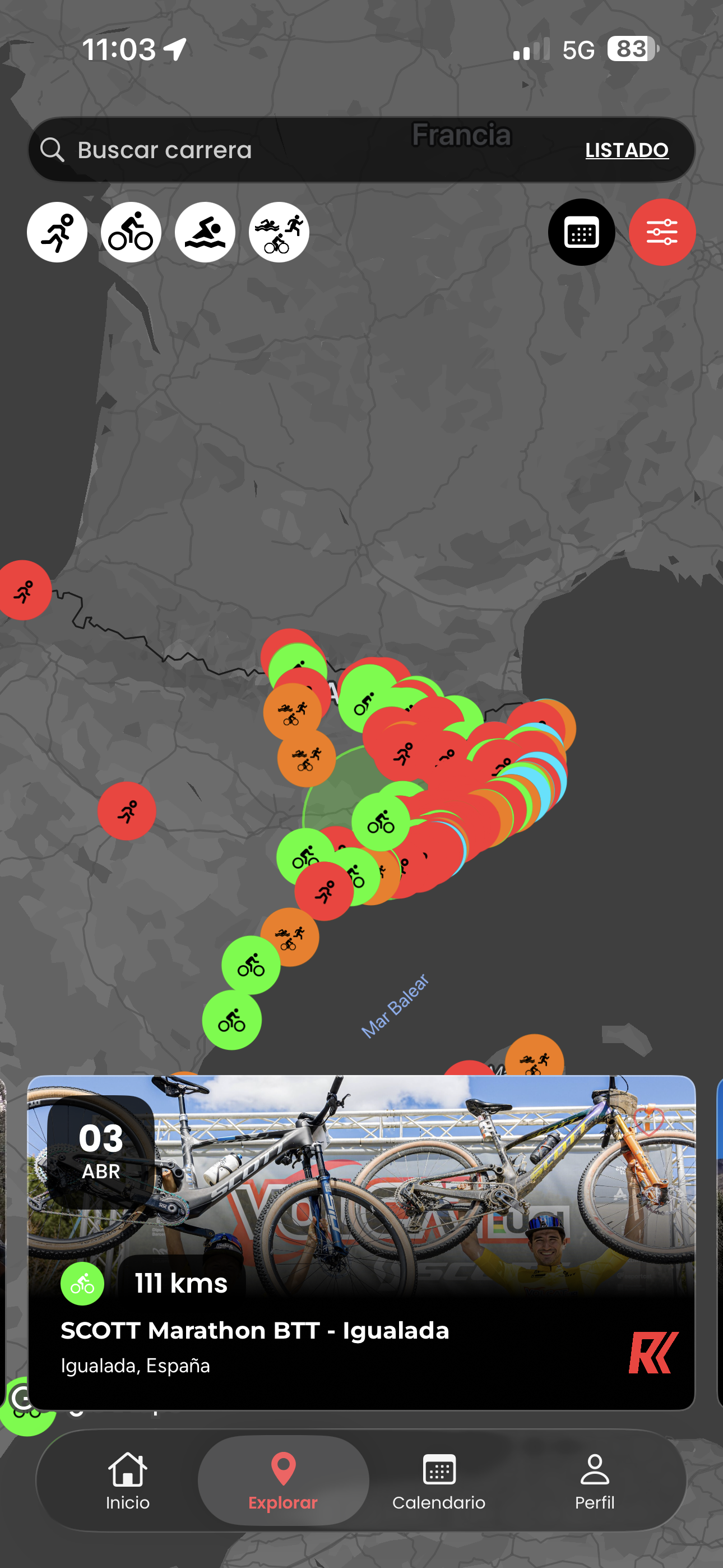 App REKO — explorar carreras en el mapa